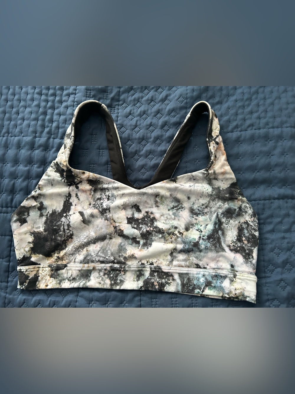 Abstract Marble Print Sports Bra - Multicolori